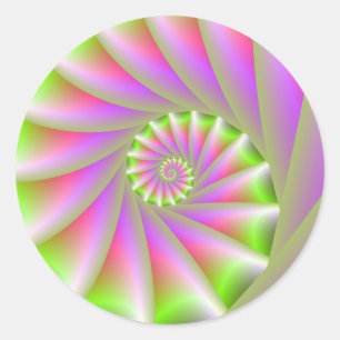 Rond Sticker en spirale rose et verte