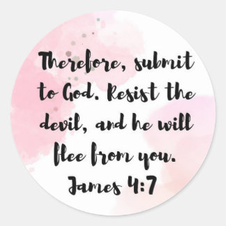 Rond Sticker en verso de la Bible James 4:7