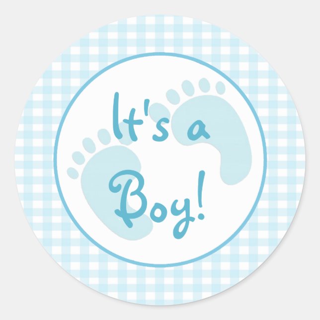 Rond Sticker En vichy bleu (Devant)