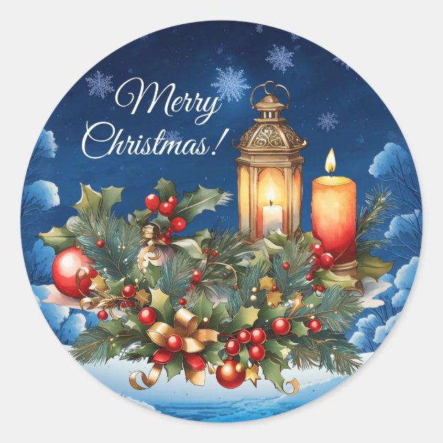 Rond Sticker en vinyle de Noël (Devant)