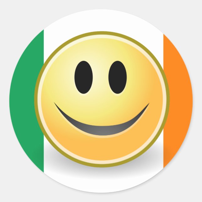 Rond Sticker face drapeau d'Irlande (Devant)