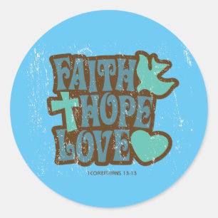 Rond Sticker Faith Hope and Love