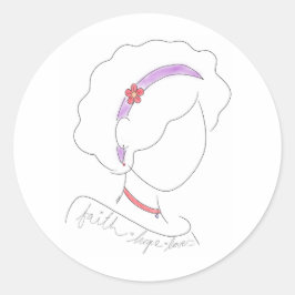 Rond sticker "Faith Hope Love", dessiné à la main