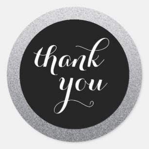 Rond Sticker Faux Parties scintillant Ombre Merci Favor