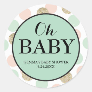 Rond Sticker Faveur baby shower Party, Neutre Genre