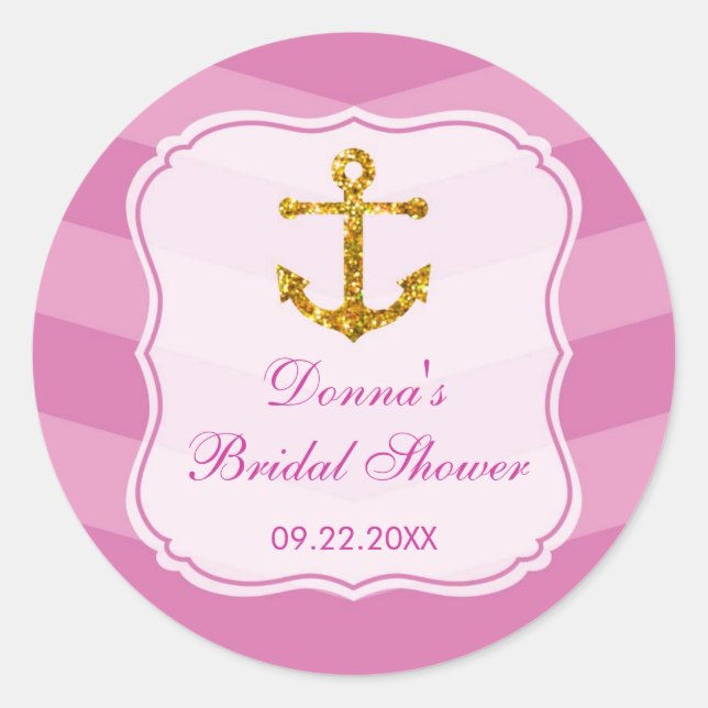 Rond Sticker Faveur Nautique Ancre parties scintillant (Devant)
