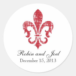 Rond Sticker Favor de mariage   Nouvelle-Orléans   Roug
