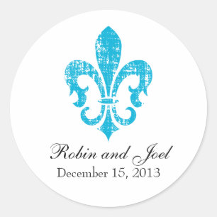 Rond Sticker Favor de mariage   Nouvelle-Orléans   Turq