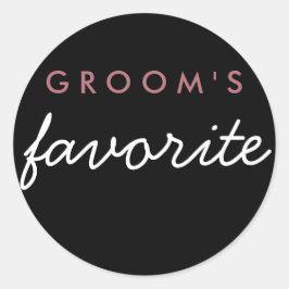 Rond Sticker favori de Groom Mariage Rose Gold Noir