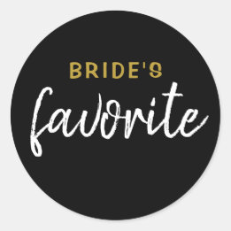 Rond Sticker favori de mariée personnalisée Black Gold