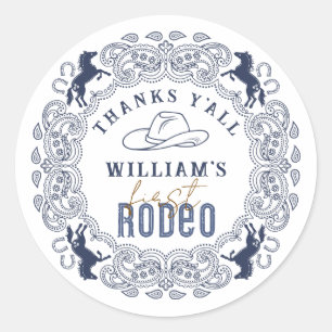 Rond Sticker favori pour Anniversaire bleu marine - Wes