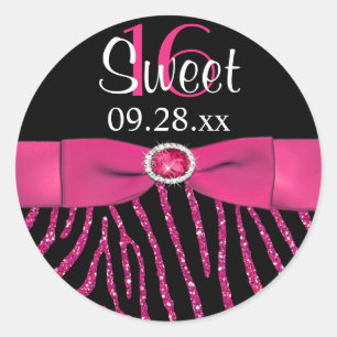 Rond Sticker Favori RIBBON Zebra Sweet 16