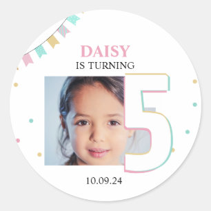 Rond Sticker Favour Anniversaire   Numéro d'année perso