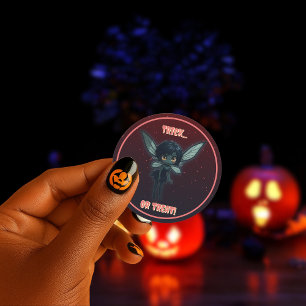 Rond Sticker Fée Halloween Trick or Treat