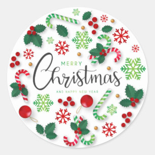 Rond Sticker Festiry Christmas & New Year