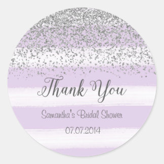 Rond Sticker Fête des mariées à rayures violettes