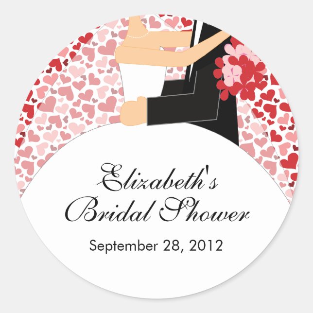 Rond Sticker Fête des mariées de la mariée du coeur (Devant)