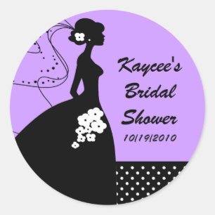 Rond Sticker Fête des mariées Lilac Silhouette Bride