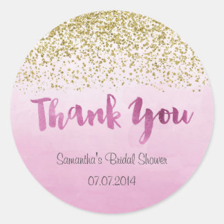 Rond Sticker Fête des mariées or et rose