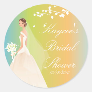 Rond Sticker Fête des mariées Pastels Bride