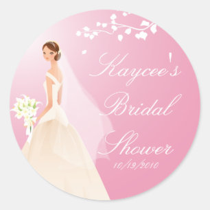 Rond Sticker Fête des mariées Pink Pastel Bride