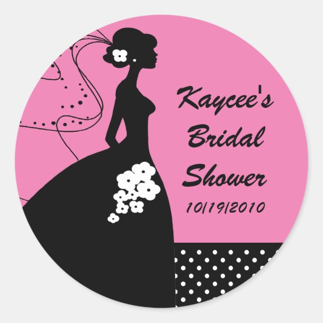 Rond Sticker Fête des mariées Silhouette Bride (Devant)