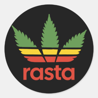 Rond Sticker feuille Rasta