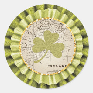 Rond Sticker feuille Shamrock de la Saint-Patrick