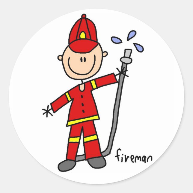 Rond Sticker Figurier À Bâton En Feu (Devant)
