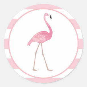 Rond Sticker Flamant rose Bandes roses