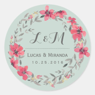 Rond Sticker Fleur Rose Rustique Fleur Wreath Wedding F