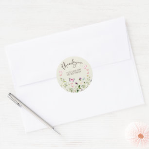 Rond Sticker Fleur sauvage pour la fête du Merci