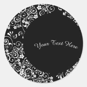Rond Sticker floral blanc personnalisé Crescent Lune