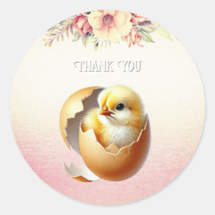 Rond Sticker floral de petite éclosion de poulet