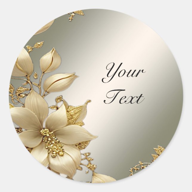 Rond Sticker Floral d'or (Devant)