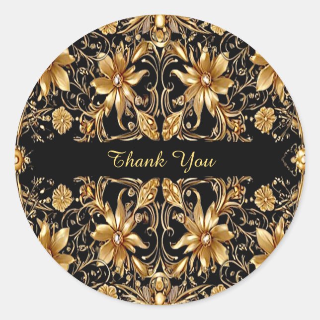 Rond Sticker Floral d'or (Devant)