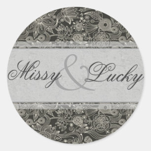 Rond Sticker floral en argent/Sceau