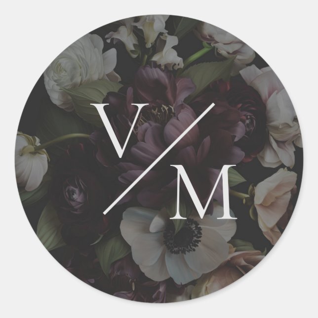 Rond Sticker floral foncé dédié (Devant)