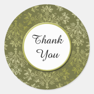 Rond Sticker Floral Merci personnalisé en Golds