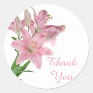 Rond Sticker floral Merci rose Lily / Sceau