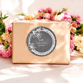 Rond Sticker floral noir Mariage rustique