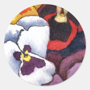 Rond Sticker floral "Pansy #2"