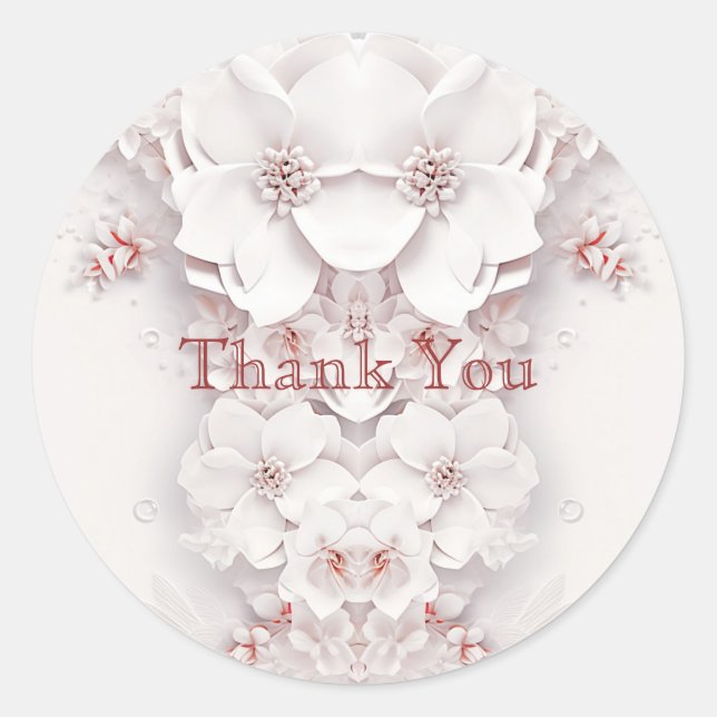 Rond Sticker floral rose ivoire (Devant)