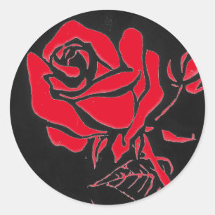 Rond Sticker floral "rouge Rose"