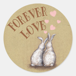 Rond Sticker Forever Love Bunnies