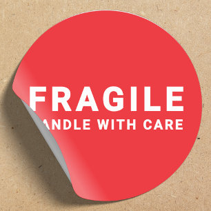 Rond Sticker fragile Handle avec soin rouge