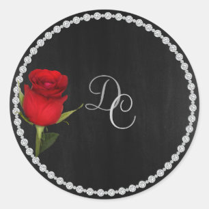 Rond Sticker Gay Elegant Noir et Argent avec Rose