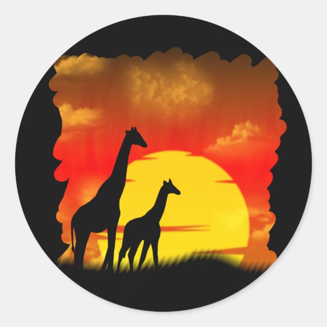 Rond Sticker Giraffe sauvage (Devant)