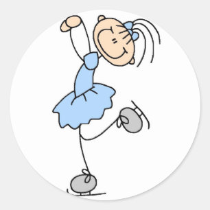 Rond Sticker Girl In Blue Ice Skater