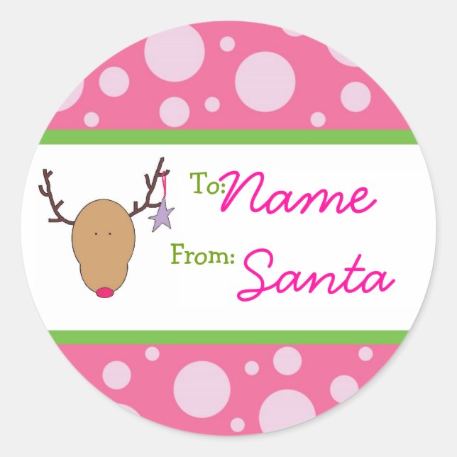 Rond Sticker Girly Gril Père Noël (Devant)